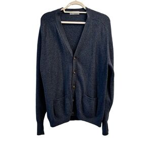 St. Michael for Marks & Spencer 100% lambswool blue knit men's cardigan size M